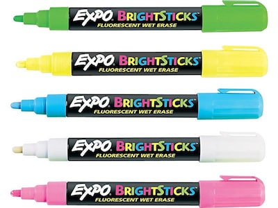 5- Expo NEON WINDOW Low Odor DRY ERASE BOLD BULLET tip marker 1752226  blacklight