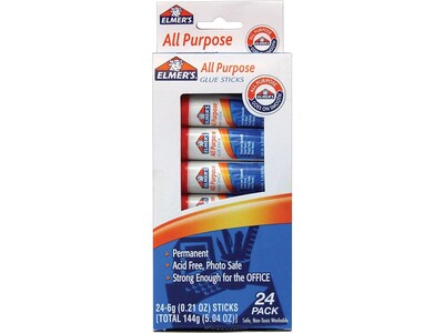 Elmers All-Purpose Washable Glue Sticks, 0.21 oz., White, 12/Pack (E553)