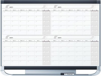 Quartet Prestige Magnetic Total Erase Calendar Whiteboard, Graphite Frame, 4 x 3 (4MCP43P2)