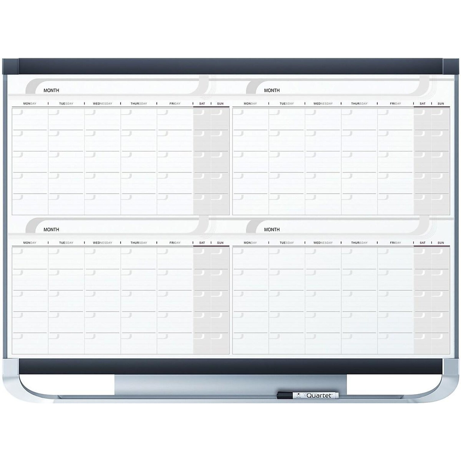 Quartet Prestige Magnetic Total Erase Calendar Whiteboard, Graphite Frame, 4 x 3 (4MCP43P2)