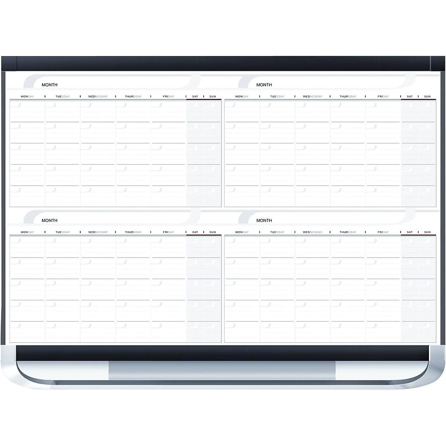 Quartet Prestige Magnetic Total Erase Calendar Whiteboard, Graphite Frame, 3 x 2 (4MCP23P2)