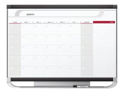 Quartet Prestige Magnetic Total Erase Calendar Whiteboard, 4 x 3, Graphite Frame (CP43P2)