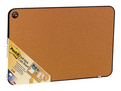 Post-it® Sticky Cork Board, 22 x 36, Black and Gray, Includes Command™ Fasteners (558-BB)