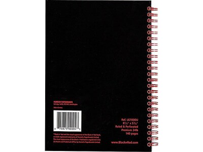 Black n Red Professional Notebook, 5.88 x 8.25, Wide Ruled, 70 Sheets, Black/Red (L67000)