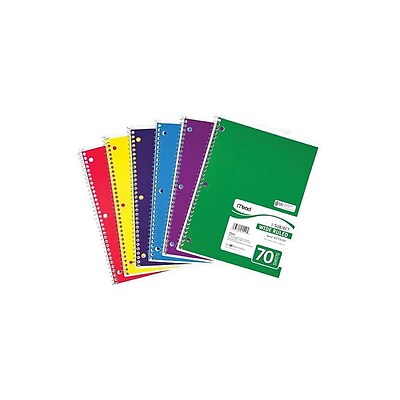Mead 1-Subject Notebook, 8 x 10.5, Wide Ruled, 70 Sheets, Assorted Colors (05510)