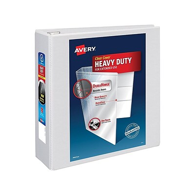 Avery EZD Heavy Duty 4 3-Ring View Binder, White, 4/Carton (79104CT)