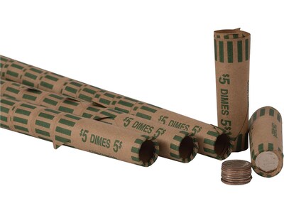 Pap-R Products Dime Coin Wrappers, Brown 1000/Box (23010/2160640)