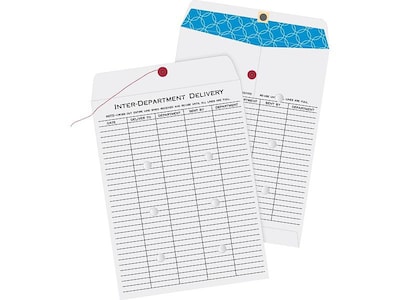 Quality Park Button & String Inter-Departmental Envelopes, 10" x 13", White Wove, 100/Carton (QUA63663)