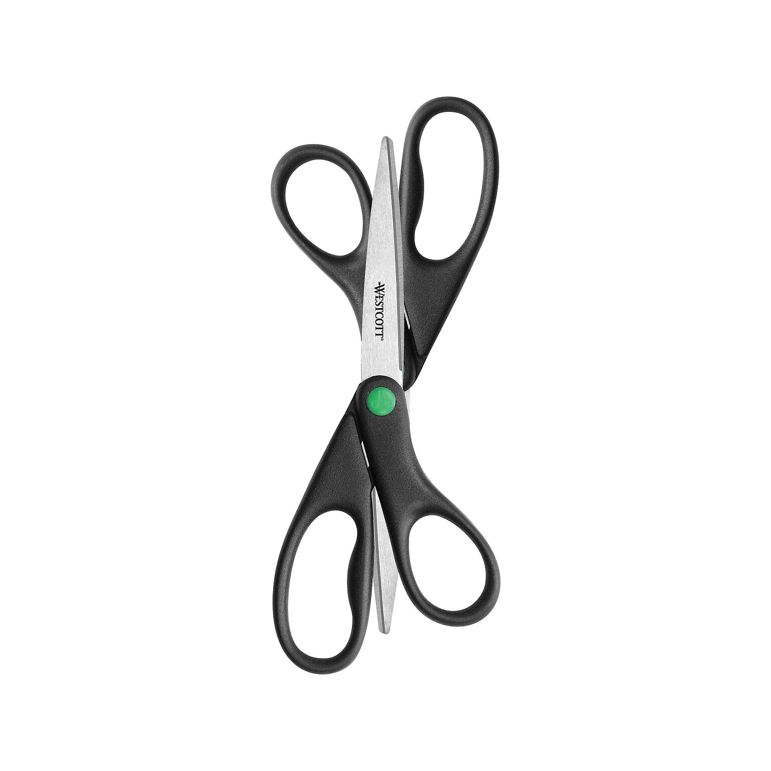 Westcott KleenEarth 8 Stainless Steel Scissors, Pointed Tip, Black, 2/Pack (15179)