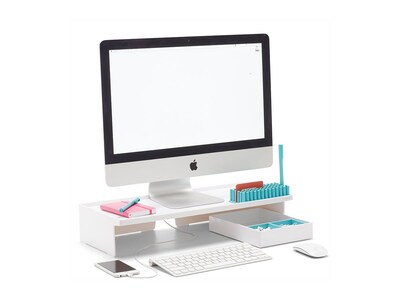 Poppin Non-Adjustable Monitor Riser, White (102092)