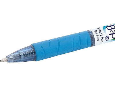 Pilot B2P Bottle 2 Pen Retractable Ballpoint Pens, Medium Point, Blue Ink, Dozen (34801)