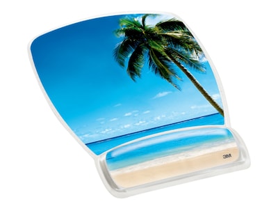 3M™ Precise™ Mouse Pad with Gel Wrist, Optical Mouse Performance, Soothing Gel Comfort, 6.8 x 8.6, Beach Design (MW308BH)