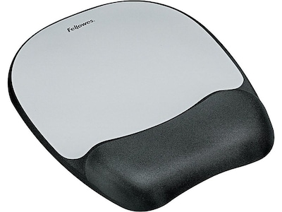 Fellowes Memory Foam Mouse Pad/Wrist Rest Combo, Black/Silver Streak (9175801)