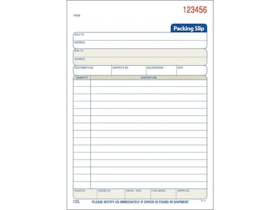 Adams 3-Part Carbonless Packing Slips, 7.94L x 5.56W, 50 Sets/Book (T5082)