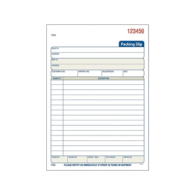 Adams 3-Part Carbonless Packing Slips Book, 7.94L x 5.56W, 50 Forms/Book, Each (T5082)