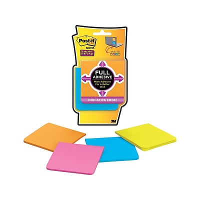 Post-it® Super Sticky Full Stick Notes, 3 x 3, Energy Boost Collection, 25 Sheets/Pad, 4 Pads/Pack (F330-4SSAU)