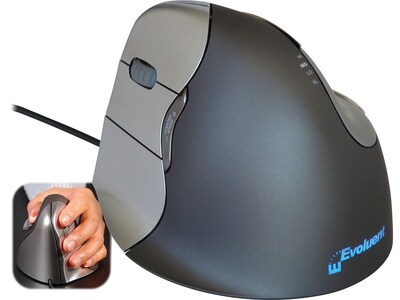 Evoluent VerticalMouse 4 VM4L Laser Mouse, Left-Handed, Gray/Silver