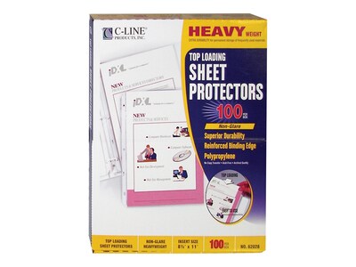 C-Line Heavy Weight Non-Glare Sheet Protectors, Heavyweight, 8-1/2 x 11, Clear, 100/Box (62028)