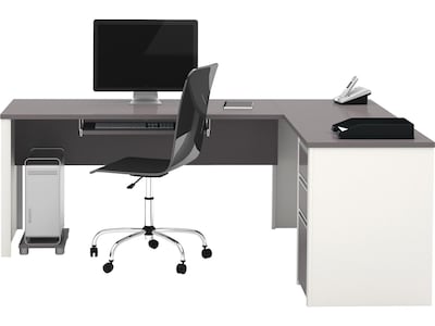 Bestar Connexion 71 L-Shaped Desk, Slate/Sandstone (93880-59)