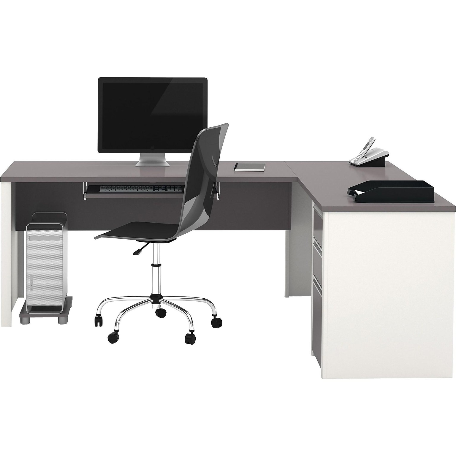Bestar Connexion 71 L-Shaped Desk, Slate/Sandstone (93880-59)