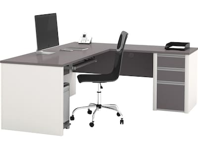 Bestar Connexion 71" L-Shaped Desk, Slate/Sandstone (93880-59)