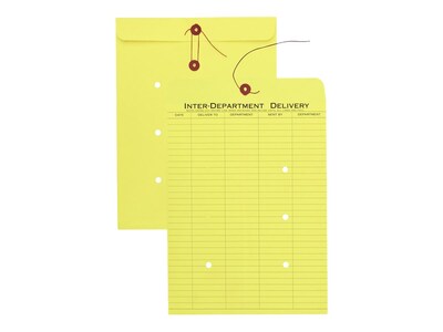 Quality Park Button & String Inter-Departmental Envelope 10" x 13", Yellow, 100/Carton (QUA63576)