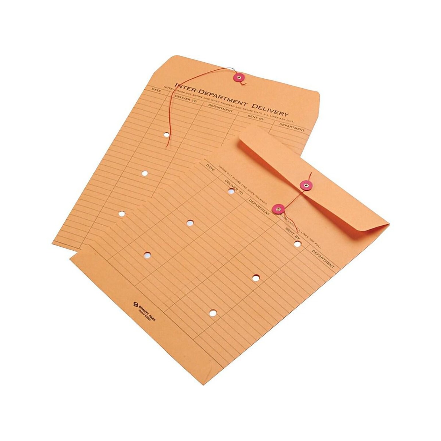 Quality Park Button & String Inter-Departmental Envelopes, 10 x 13, Brown Kraft, 100/Box (QUA63561)