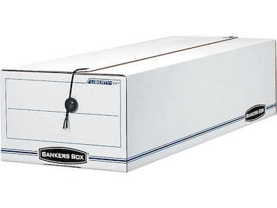 Banker Box Liberty Corrugated Check & Form Storage Boxes, String & Button, 7H x 8.75W x 23.25D, W