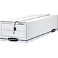 Banker Box Liberty Corrugated Check & Form Storage Boxes, String & Button, 7"H x 8.75"W x 23.25"D, White/Blue, 12/Carton (00018)