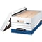 Bankers Box Medium-Duty FastFold Corrugated File Storage Boxes, Lift-Off Lid, Letter Size, White/Blu