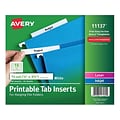 Avery Printable Tab Inserts, 1/3-Cut Tab, White, 100/Pack (11137)