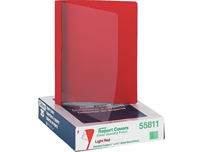 Oxford Clear Front 3-Prong Report Cover, Letter Size, Red (OXF 55811)
