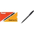 Pentel Sign Felt Pens, Fine Point, Black Ink, Dozen (S520-A)