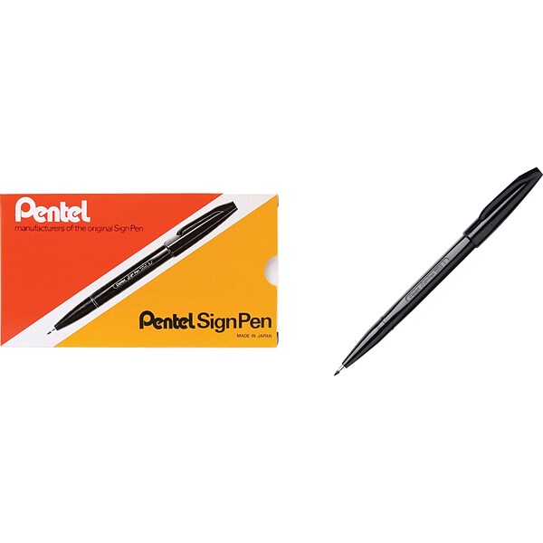 Pentel Arts Sign Pen W/Fiber Tip Variety Pack 4