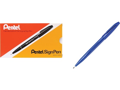 Pentel Sign Gel Pens, Fine Point, Blue Ink, Dozen (S520-C)