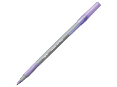BIC Round Stic Grip Xtra Comfort Ballpoint Pens, Medium Point, Purple Ink, Dozen (16736-0)