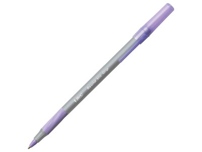 BIC Round Stic Grip Xtra Comfort Ballpoint Pens, Medium Point, Purple Ink, Dozen (16736-0)