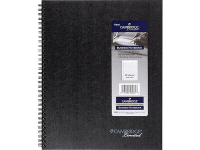 Cambridge Professional 1-Subject Professional Notebook, 8.5" x 11", Wide Ruled, 80 Sheets, Black (06062)