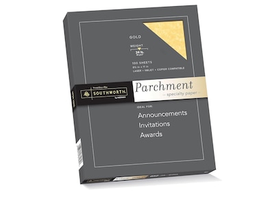 Southworth Parchment Specialty Paper, 24 lbs., 8.5 x 11, Gold, 100 Sheets/Box (P994CK)