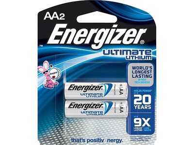 Energizer Ultimate Lithium Battery, AA, 2 Pack (L91BP-2)