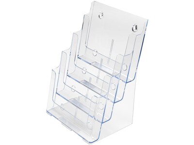 Deflect-O Literature Holder, 8.5" x 11", Vertical, Desktop/Wall, Clear Plastic (ST17200)