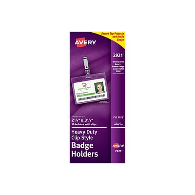 Avery ID Badge Holders, Clear, 50/Box (2921)