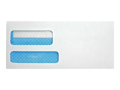 Quality Park Redi-Seal Security Tinted #9 Double Window Envelopes, 3 7/8 x 8 7/8, White Wove, 500/