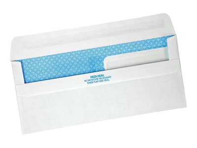 Quality Park Redi-Seal Security Tinted #9 Double Window Envelopes, 3 7/8 x 8 7/8, White Wove, 500/