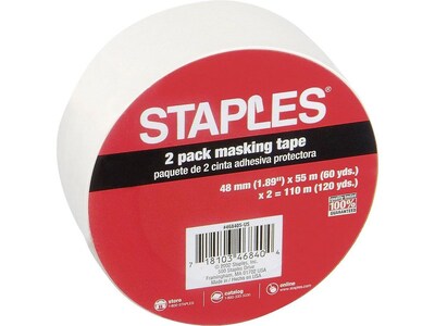 Staples Masking Tape, 1.89" x 60 yds., Natural, 2/Pack (468405-CC)