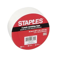 Staples Masking Tape, 1.89 x 60 yds., Natural, 2/Pack (468405-CC)