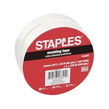 Staples Masking Tape, 0.94 x 60 yds., Natural, 4/Pack, 12 Packs/Case (468413-CC)