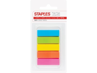 Staples Stickies Page Flags, Multicolor, 0.5 Wide, 125/Pack (11147-CC)