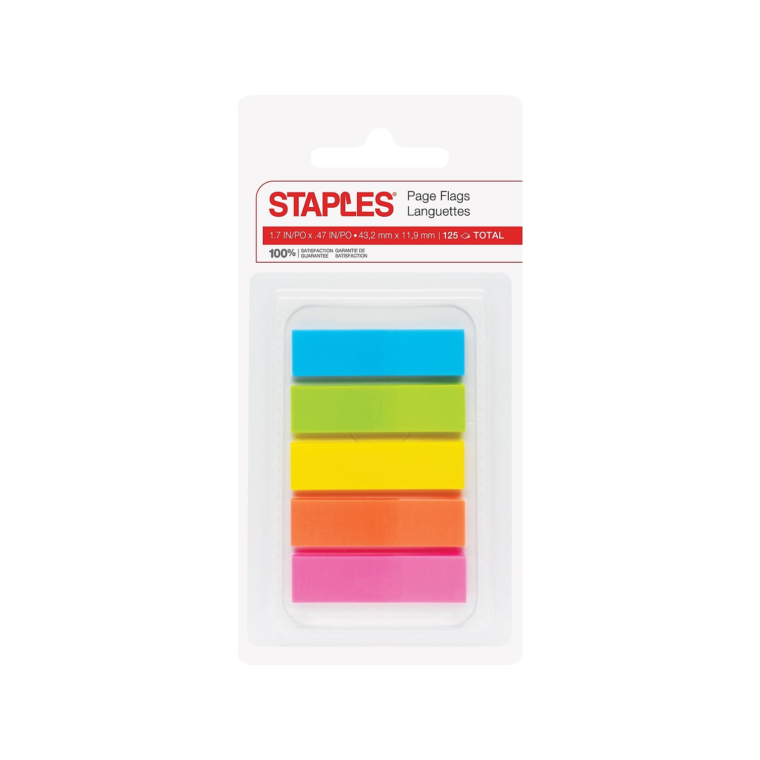 Staples Stickies Page Flags, Multicolor, 0.5 Wide, 125/Pack (11147-CC)