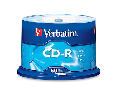 Verbatim 94691 52X CD-R 700MB with Branded Surface, 50 Pack Spindle